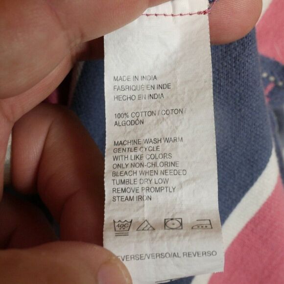 Arrow Men's Size L Allover Wide-Stripe Pique Polo Shirt Desert Rose / Navy - Picture 5 of 11